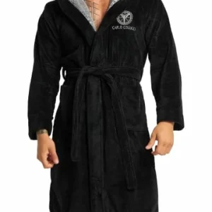 Carlo Colucci Bademantel Como In Schwarz / Silber Günstig Kaufen 12