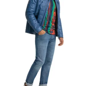 Bekleidung Carlo Colucci Lange Lederjacke Lukas In Royalblau Günstig Kaufen 9