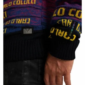 Bekleidung Carlo Colucci Pullover Cornaviera In Navy / Orange Günstig Kaufen 8