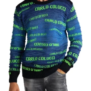 Bekleidung Carlo Colucci Pullover Cornaviera In Navy / Petrol Günstig Kaufen 12