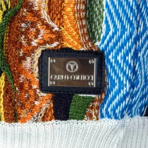 Bekleidung Carlo Colucci Pullover – Rundhals C10907 – Yellow / Blue Günstig Kaufen 12