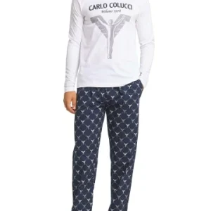Bekleidung Carlo Colucci Pyjama Dalpiano In Weiß / Blau Günstig Kaufen 10