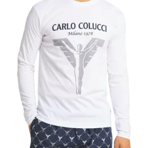 Bekleidung Carlo Colucci Pyjama Dalpiano In Weiß / Blau Günstig Kaufen 12