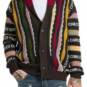 Outdoor & Sport Carlo Colucci Strickjacke Cagnati In Anthrazit / Schwarz Günstig Kaufen 12