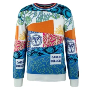 Bekleidung Carlo Colucci Strickpullover – C10905 – Blue / Beige Günstig Kaufen 8