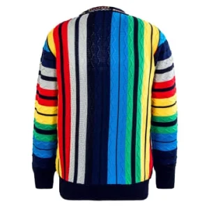 Bekleidung Carlo Colucci Strickpullover – C11602 – Navy / Sky / Red Günstig Kaufen 15