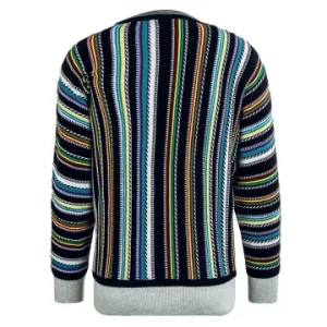 Bekleidung Carlo Colucci Strickpullover – C11604 – Light Grey / Black / Green Günstig Kaufen 14