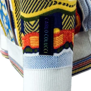 Bekleidung Carlo Colucci Strickpullover – C9815 592 – White / Green / Sky / Yellow Günstig Kaufen 16