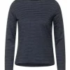 Shirts, Tops & Longsleeves Cecil Langarmshirt In Night Sky Blue Melange Günstig Kaufen 14